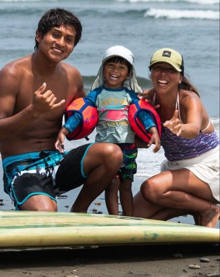 Juninho Urcia of Urcia Surf School Huanchaco with family
